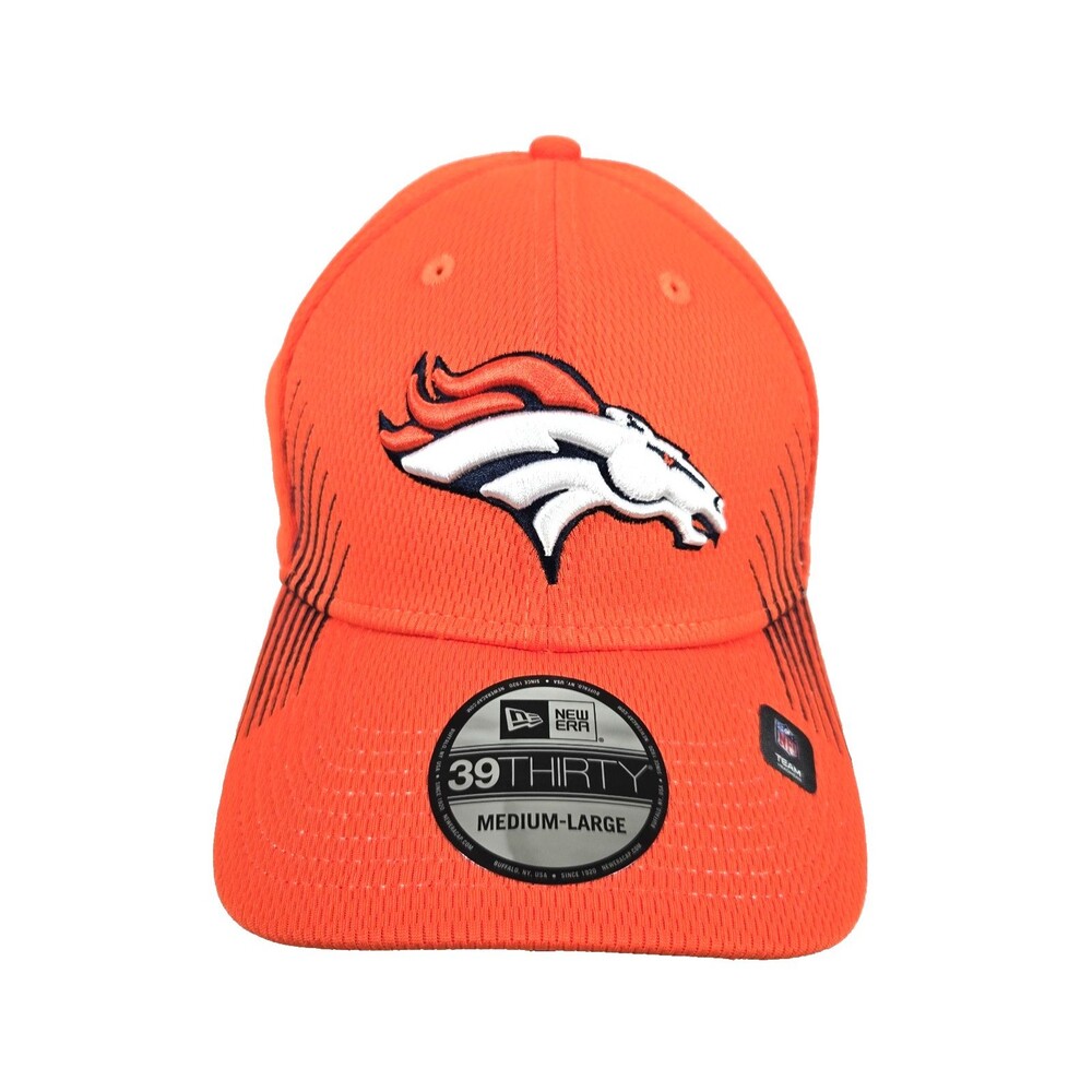 Denver Broncos New Era Orange On Field 39THIRTY Team Flex Fit Hat M/LG NEW